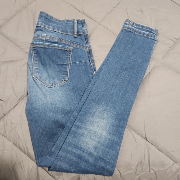 Wax Jean Denim - Wax Jeans Juniors 0 24x26.5 Low Rise Skinny Distressed Medium Wash